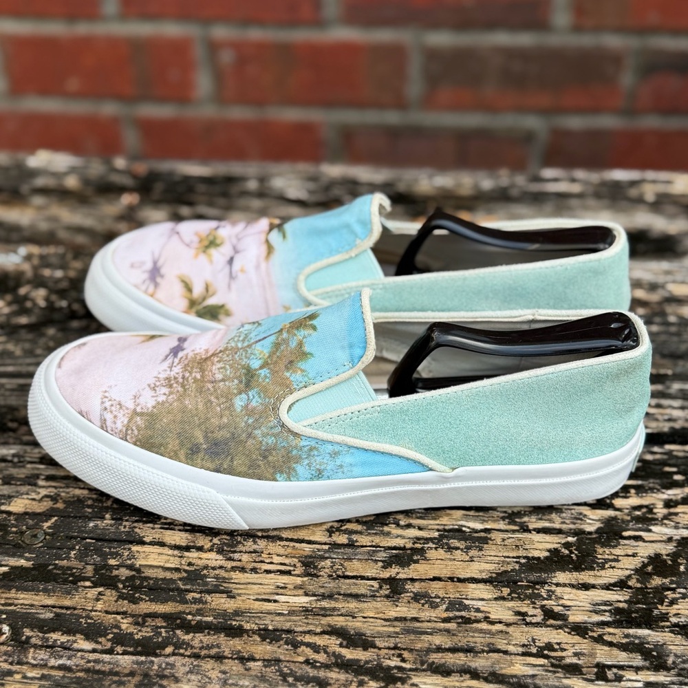 Sperry Gray Malin Beach Theme Slip-On Men's Sz 8 Canvas & Suede Sneaker  T8 - Picture 13 of 14